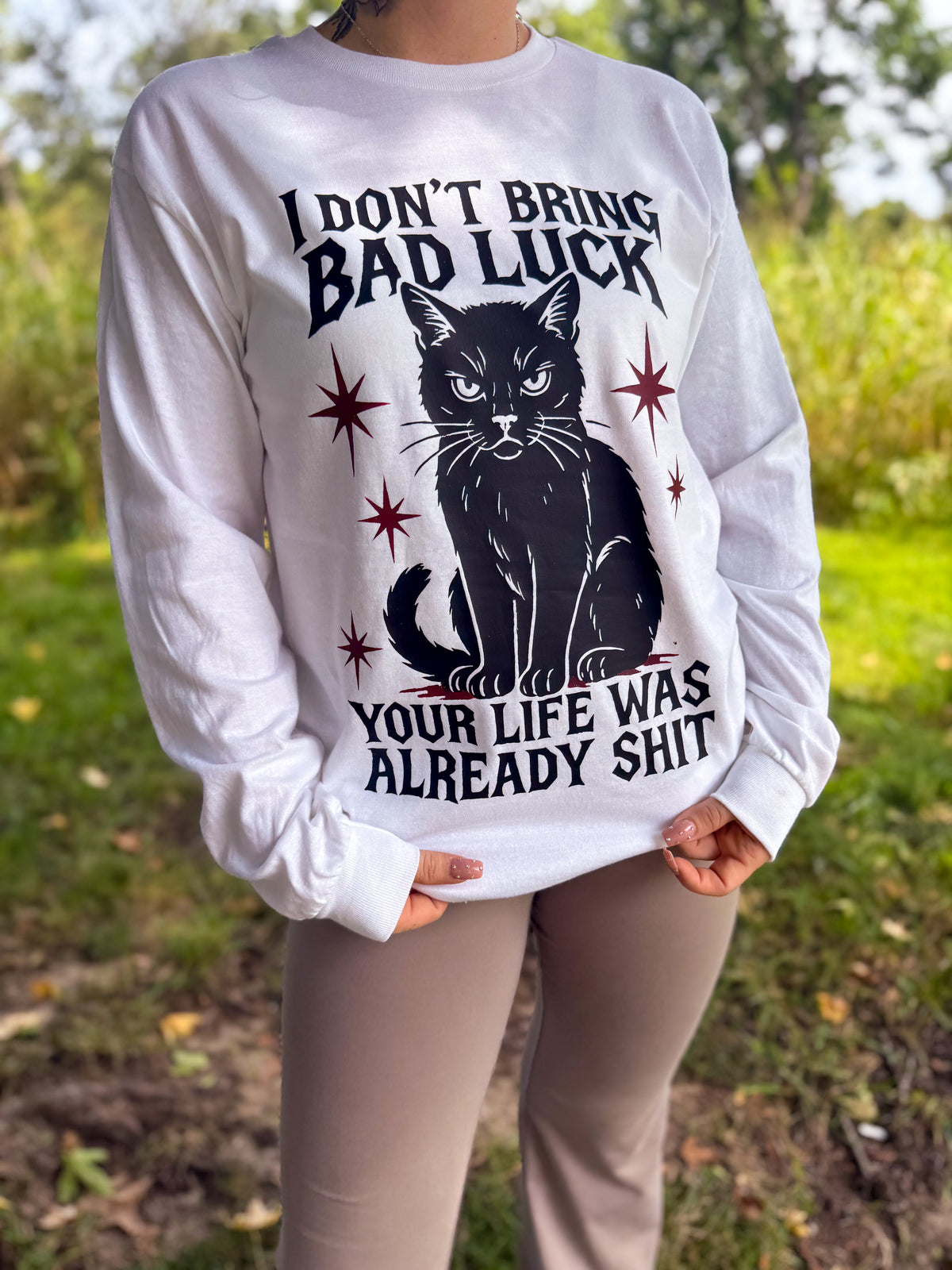 Adult Your Life Was Already Shit White Medium Long Sleeve