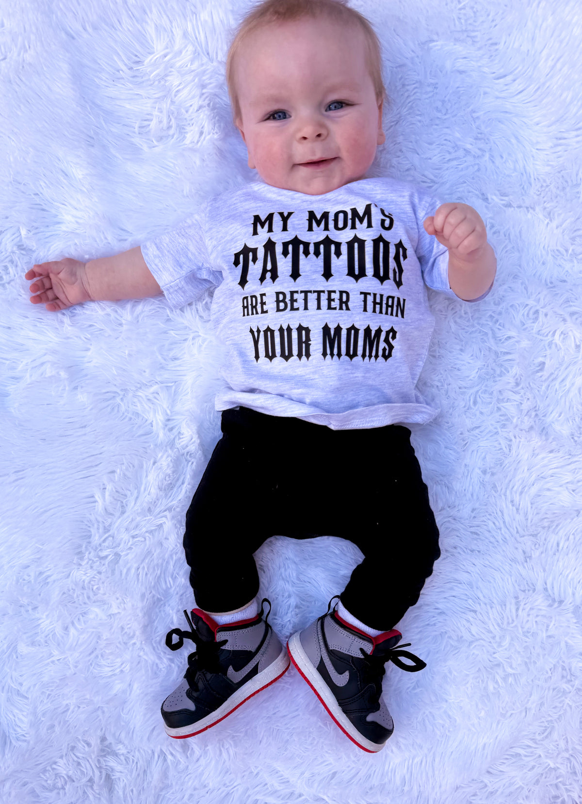 Mini My Mom's Tattoos Are Better Than Your Moms Light Gray 6 Month T-Shirt