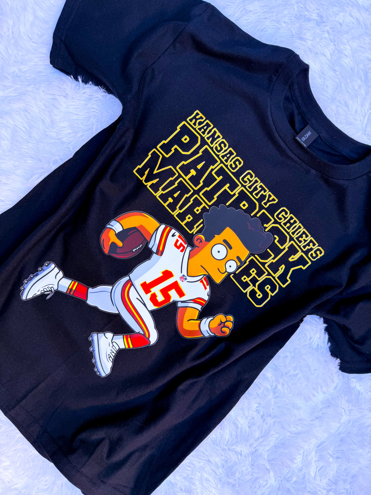 Mini P Mahomes Black Youth Large T-Shirt