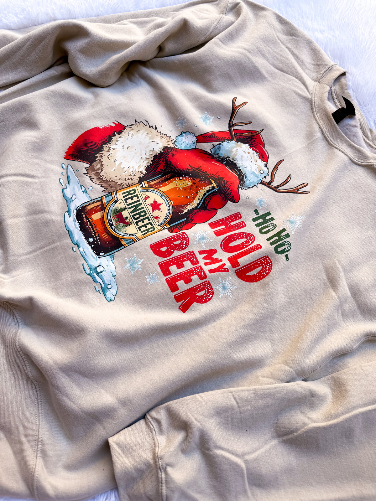 Adult Hold My Beer Christmas Black Large T-Shirt