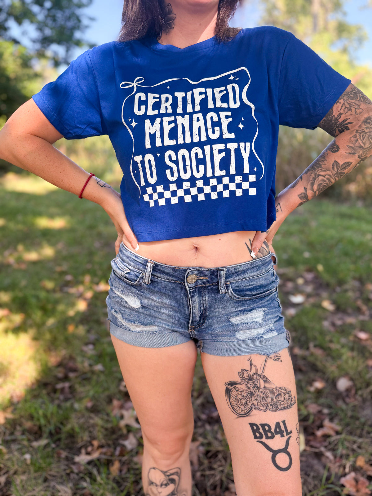 Adult Certified Menace To Society Royal Small Crop Top