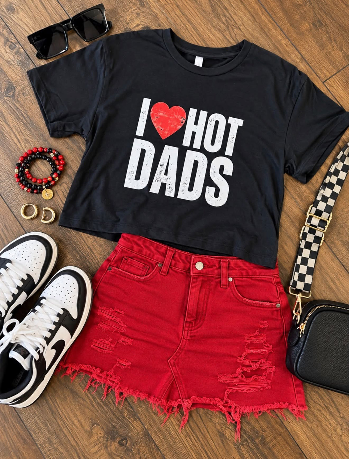 Adult I Love Hot Dads Black Small T-Shirt