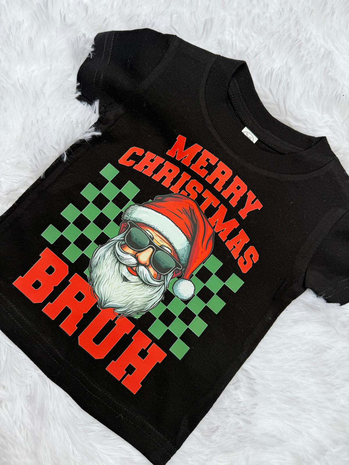 Mini Merry Christmas Bruh Black 12 Month T-Shirt