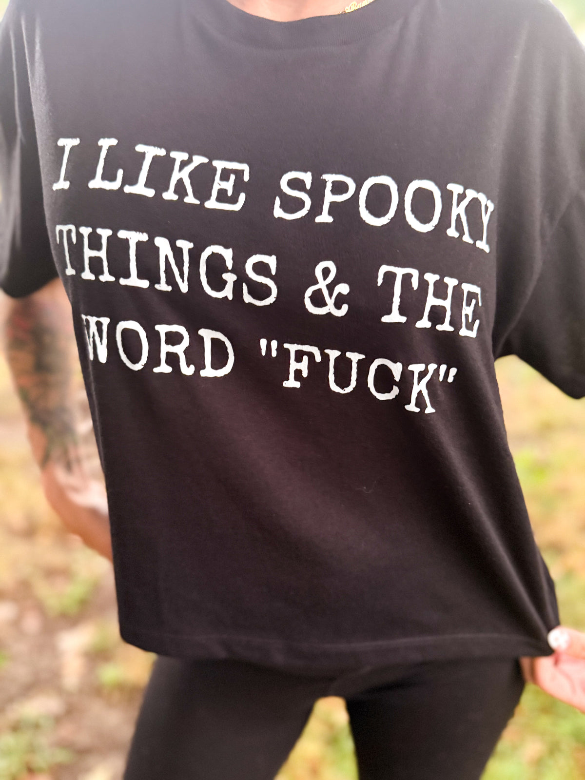 Adult I Like Spooky Things & The Word F*ck Black Medium Crop