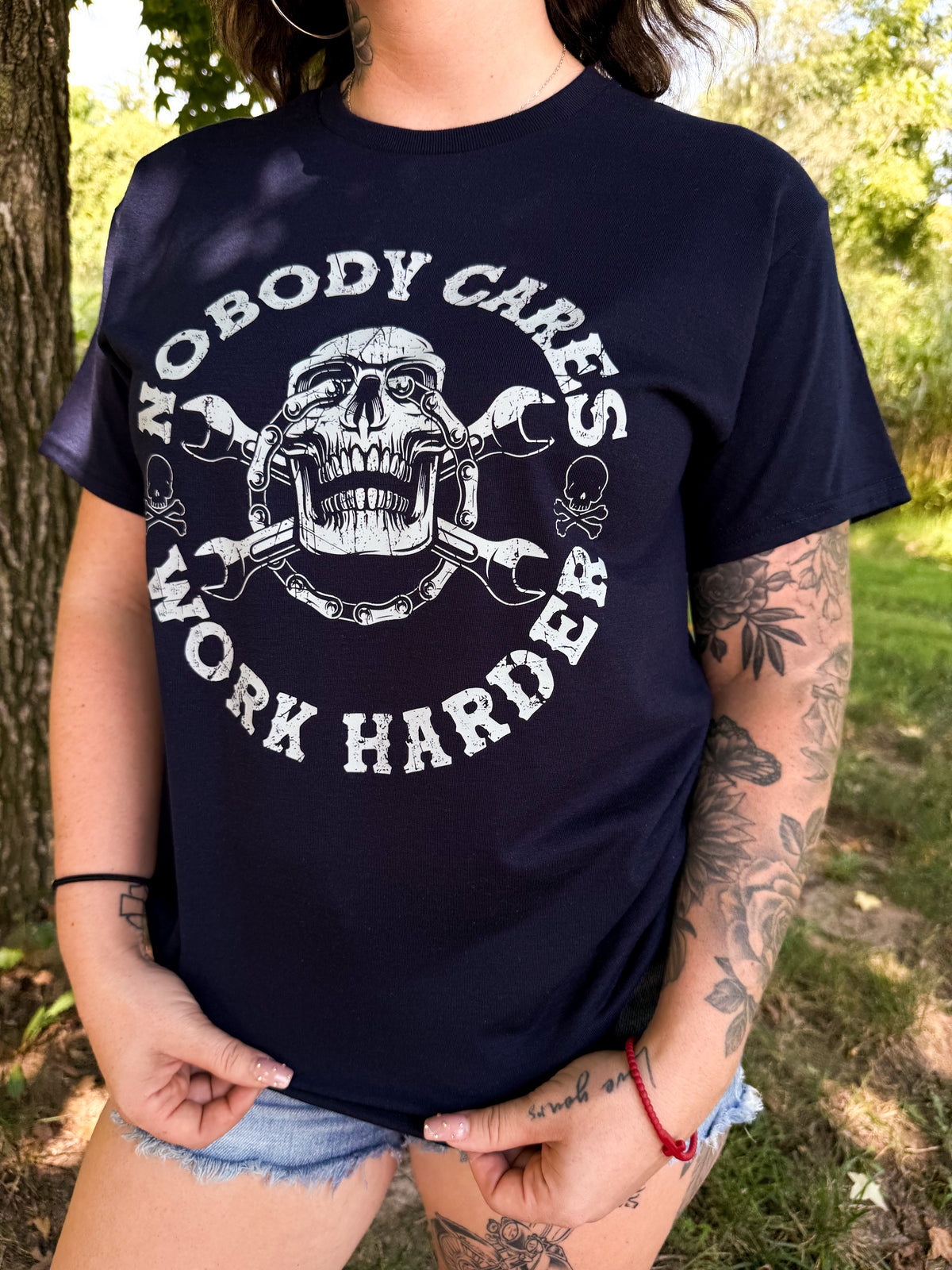 Adult Nobody Cares, Work Harder Navy Medium T-Shirt