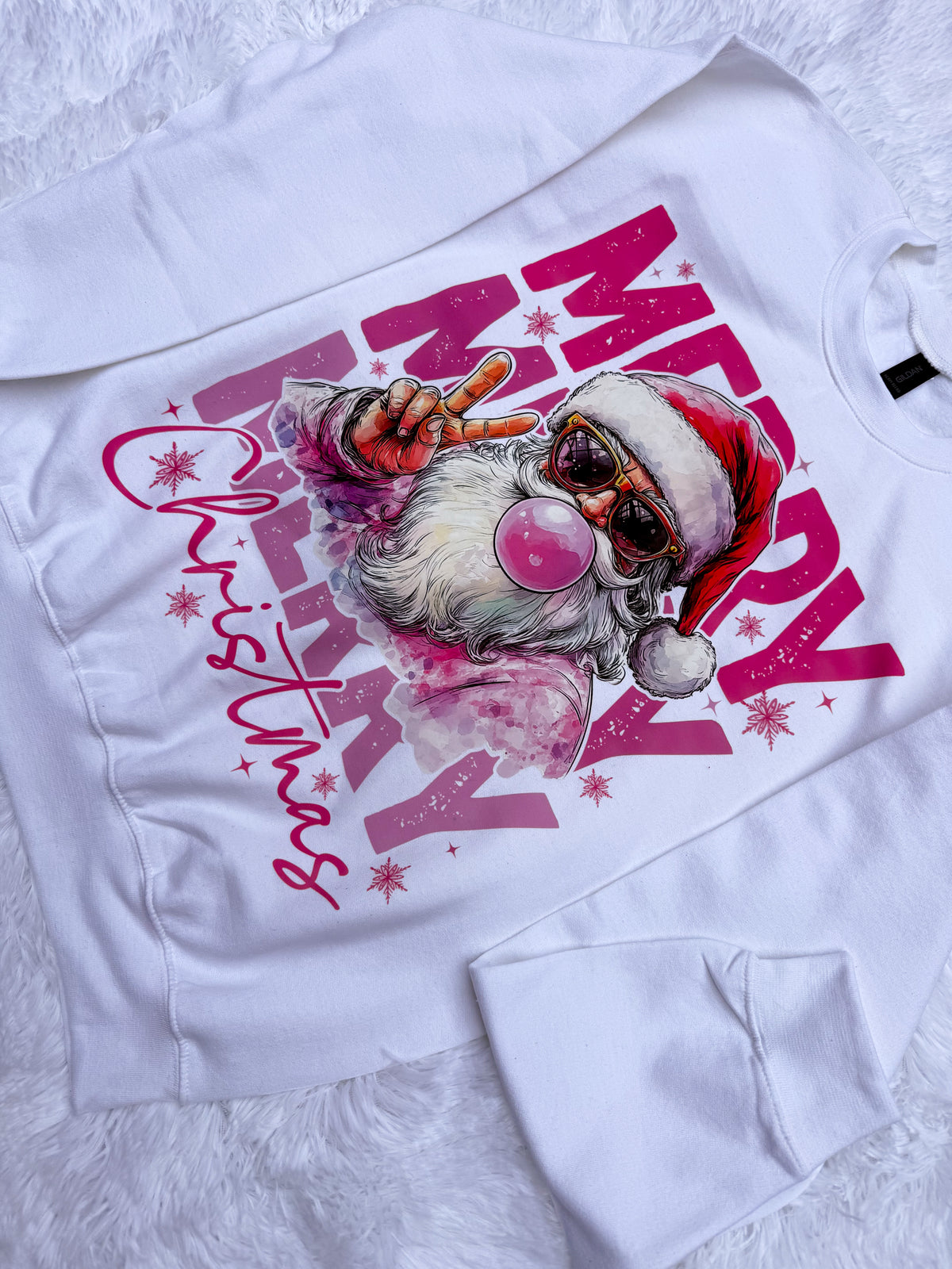 Mini Bubblegum Santa White Youth Small T-Shirt