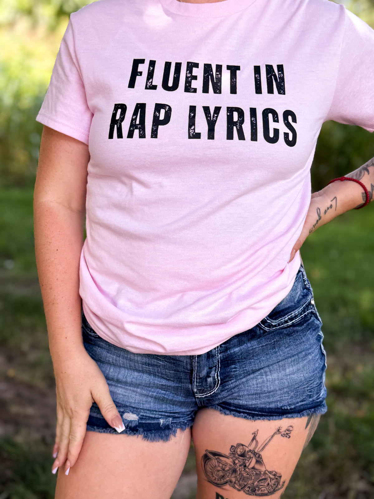Adult Fluent In Rap Lyrics Light Pink Small T-Shirt